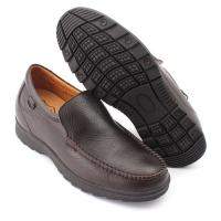 【买一送一】[何金昌]荔纹皮男士内增高商务休闲鞋增高7cm棕色