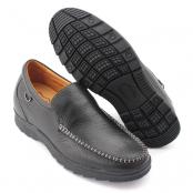 【何金昌】男士内增高软面商务休闲鞋增高6.5cm黑色