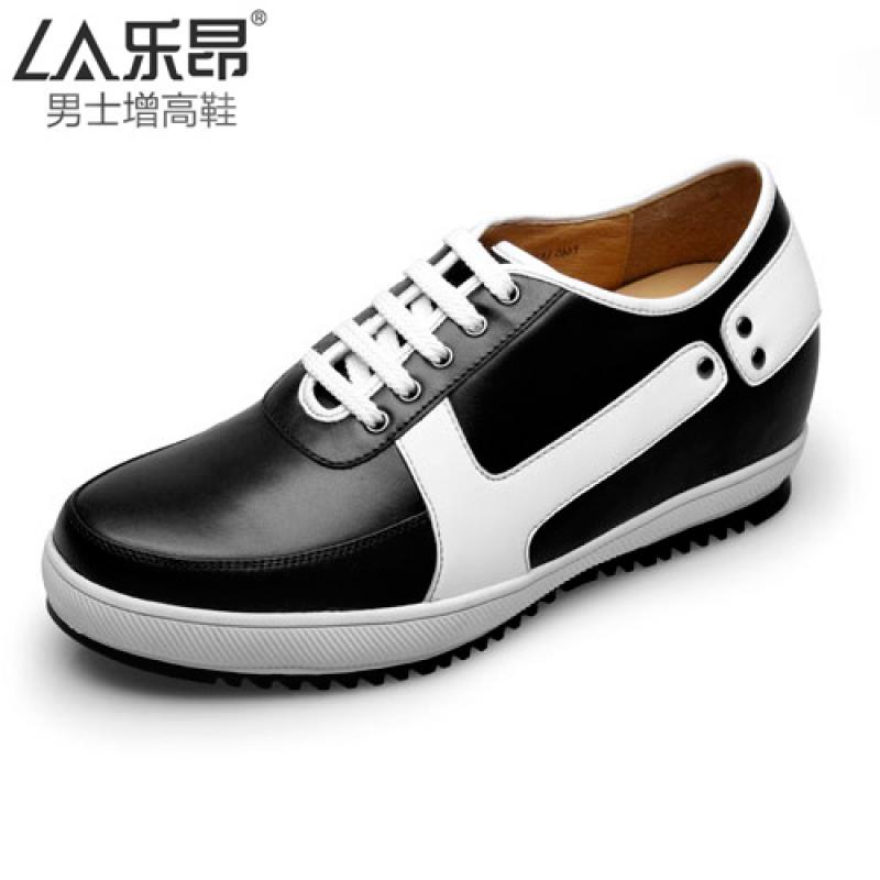 男士内增高鞋 商务休闲 内增高7cm 黑白 商品货号：LK70B01-1【乐昂】