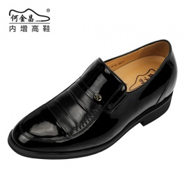 【何金昌】绅士漆皮正装皮鞋男士套脚内增高皮鞋增高6.5cm