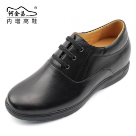 【何金昌】简洁大方男式内增高商务休闲鞋增高6cm黑色