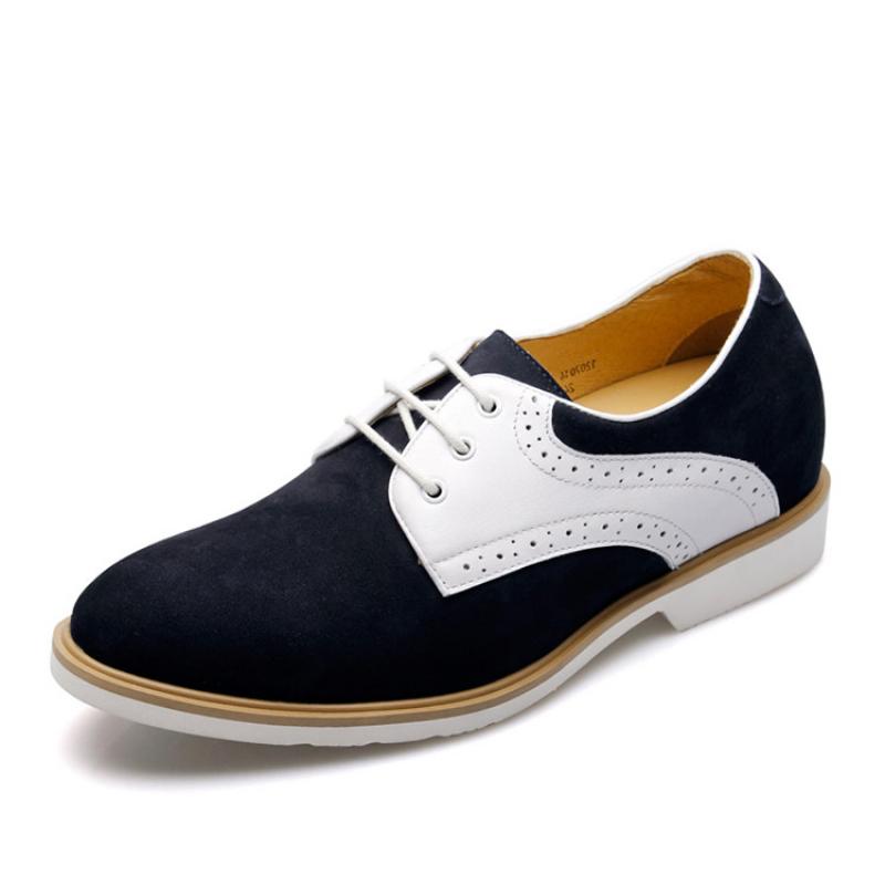 男士内增高鞋 商务休闲 内增高6.5cm 蓝白 商品货号：LX60A01-1【乐昂】