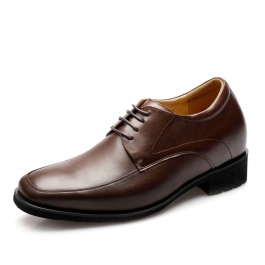 【何金昌】<特价>男士商务正装增高皮鞋增高8.5cm红棕色