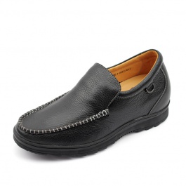 【何金昌】男士内增高软面商务休闲鞋增高6.5cm黑色