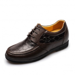 【何金昌】男士棕色商务休闲皮鞋增高6.5cm
