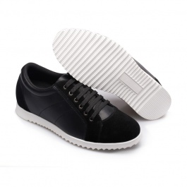 【乐昂】新款时尚内增高休闲男鞋纯黑色增高5.5厘米
