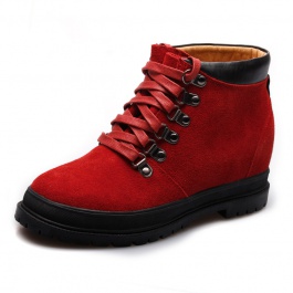 【赫升】时尚短靴3色可选增高7.5厘米红色