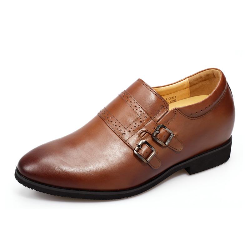 男士增高鞋 内增高正装鞋 内增高7.5cm 棕色 商品货号：X70C12A【何金昌】