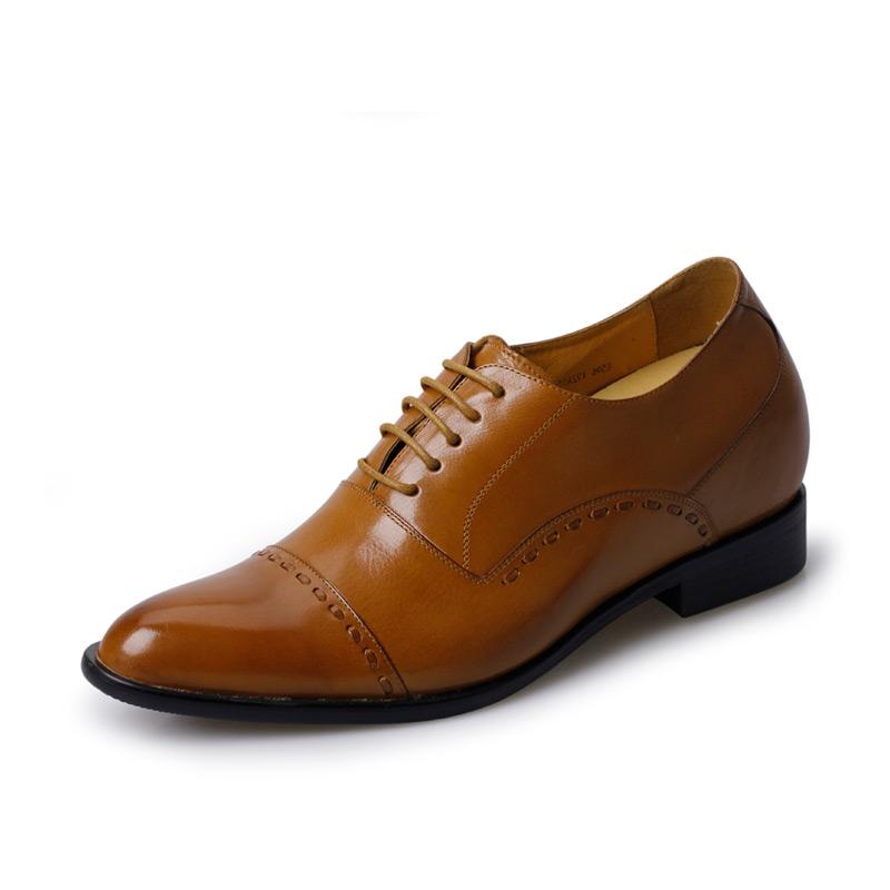 男士内增高鞋 正装鞋 内增高7cm 棕色 商品货号：X92A01-2【何金昌】