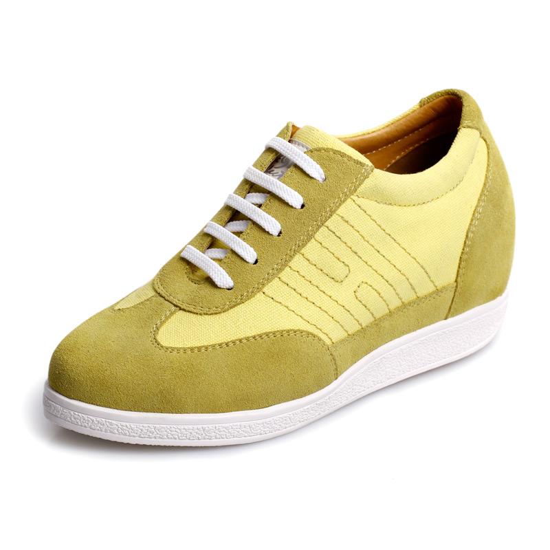 女士内增高鞋 休闲滑板鞋 内增高7.5cm 黄色 商品货号：w80c01-1【赫升】