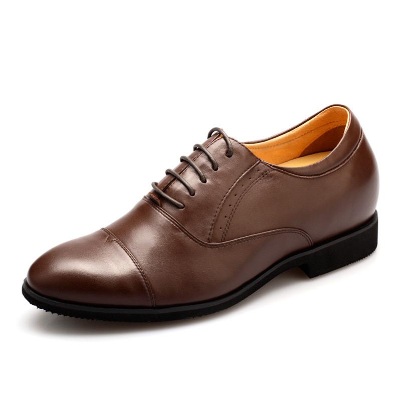 男士内增高鞋 正装鞋 内增高7.5cm 红棕色 商品货号：X70C05-1A【何金昌】