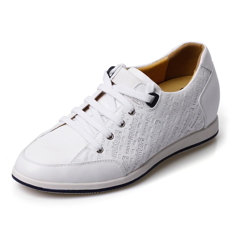男士增高鞋 日常休闲鞋 内增高6.5cm 白色 商品货号：305C02【何金昌】