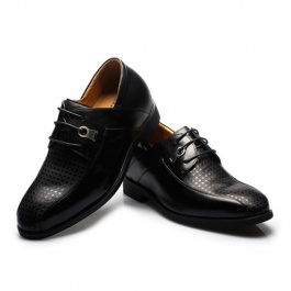 【乐昂】<特价199元>内增高正装商务皮鞋增高7.5CM黑色