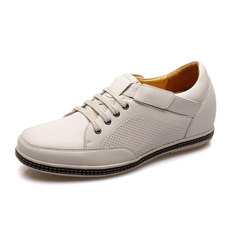 男士内增高鞋 商务休闲 内增高6.5CM 米白色 商品货号：L230L01【乐昂】