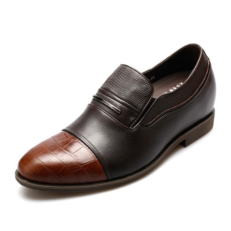 男士内增高鞋 正装鞋 内增高7.5CM 棕色 商品货号：X70H107-1【何金昌】