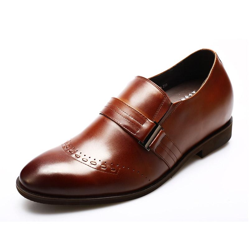 男士内增高鞋 正装鞋 内增高7.5CM 棕色 商品货号：X70H108【何金昌】