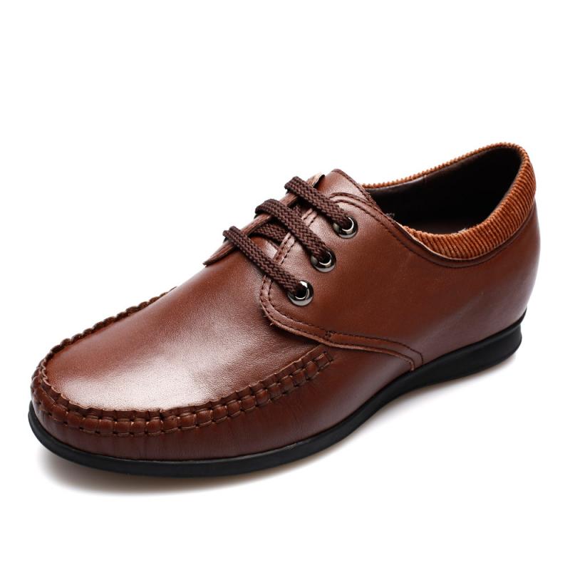 男士内增高鞋 商务休闲 内增高6.5cm 红棕色 商品货号：010B06-1【何金昌】