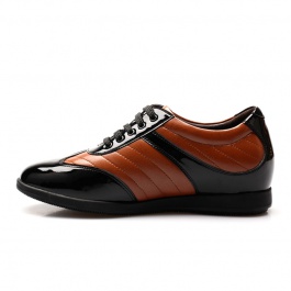 【乐昂】<任选两双>内增休闲鞋男士隐形增高鞋黑/橙色增高6.5CM