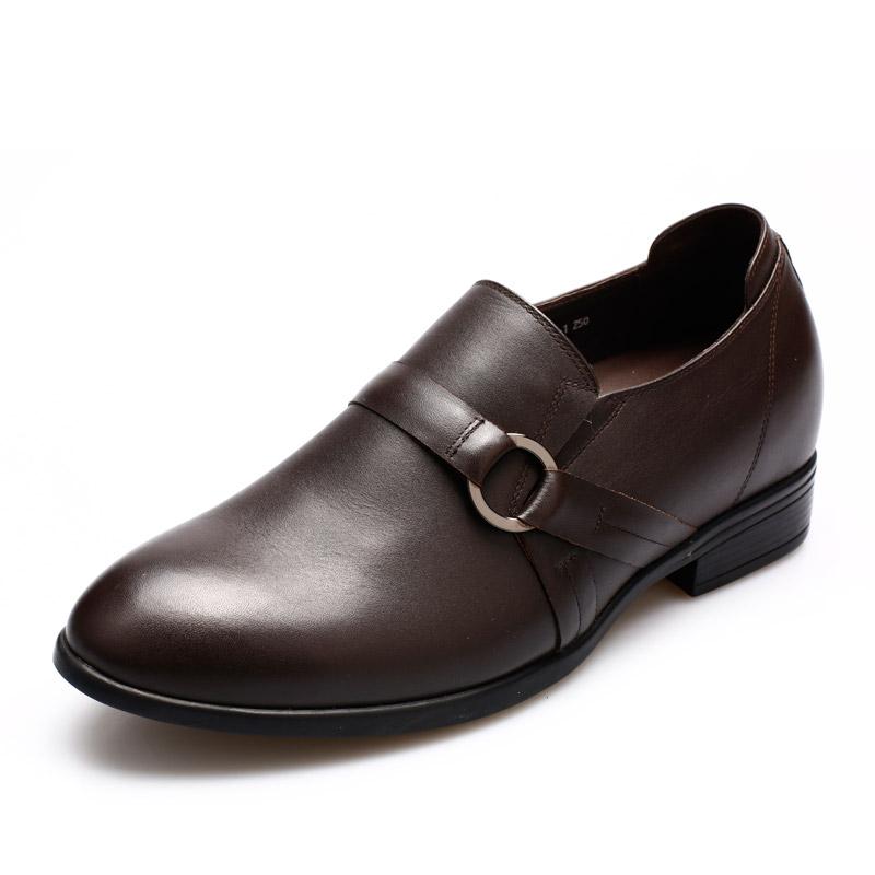 男士内增高鞋 正装鞋 内增高7cm 棕色 商品货号：L019H08-1【乐昂】