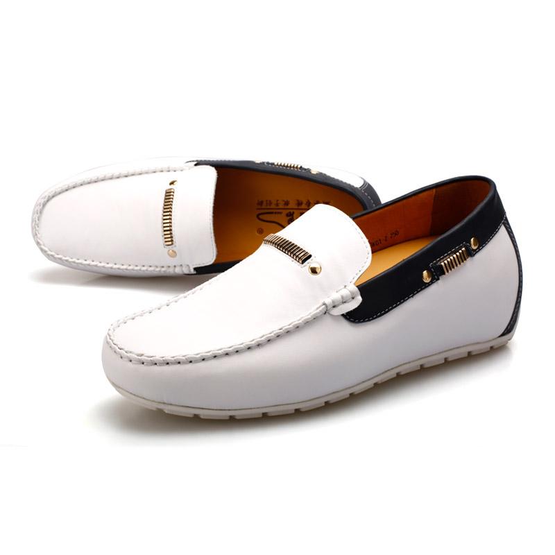 男士内增高鞋 商务休闲 内增高6.5cm 白色 商品货号：033K01-2【何金昌】