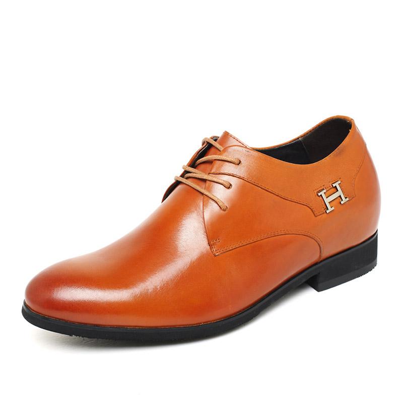 男士内增高鞋 正装鞋 内增高7CM 棕色 商品货号：H52330S012D【何金昌】