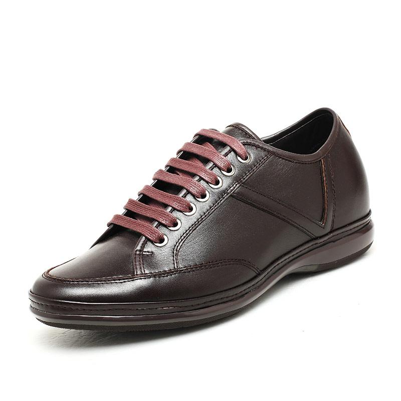 男士内增高鞋 商务休闲 内增高6cm 深棕色 商品货号：H52C10K016D【何金昌】
