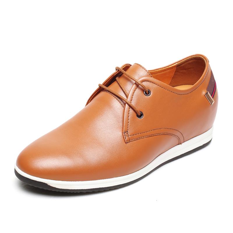 男士内增高鞋 日常休闲鞋 内增高6CM 棕色 商品货号：L52305N012D【乐昂】