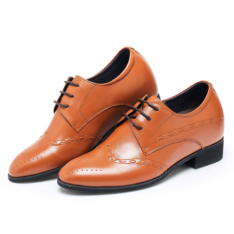 男士内增高鞋 正装鞋 内增高8CM 棕色 商品货号：H52D02K032D【何金昌】