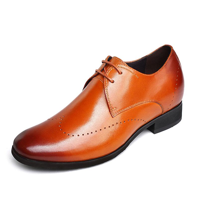 男士内增高鞋 正装鞋 内增高7CM 棕色 商品货号：H52323N061D【何金昌】
