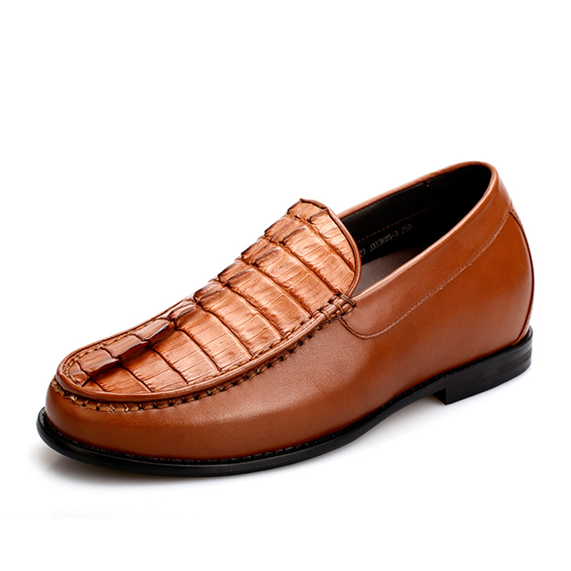  精品定制鞋 内增高6CM 棕色鳄鱼尾 商品货号：J333K05-3【金墨瑞】