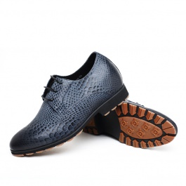 【金墨瑞】蛇纹精品牛皮鞋男士内增高商务皮鞋蓝色增高6CM