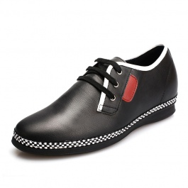 【乐昂】时尚休闲商务内增高皮鞋舒适隐形增高男鞋增高6.5CM黑色