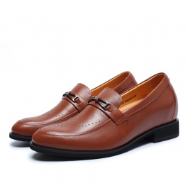【乐昂】「特价299元」雕花绅士皮鞋隐形增高7厘米时尚棕