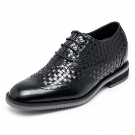【金墨瑞】商务正装内增高鞋欧版布洛克鞋增高7CM黑色