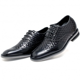 【金墨瑞】商务正装内增高鞋欧版布洛克鞋增高7CM黑色