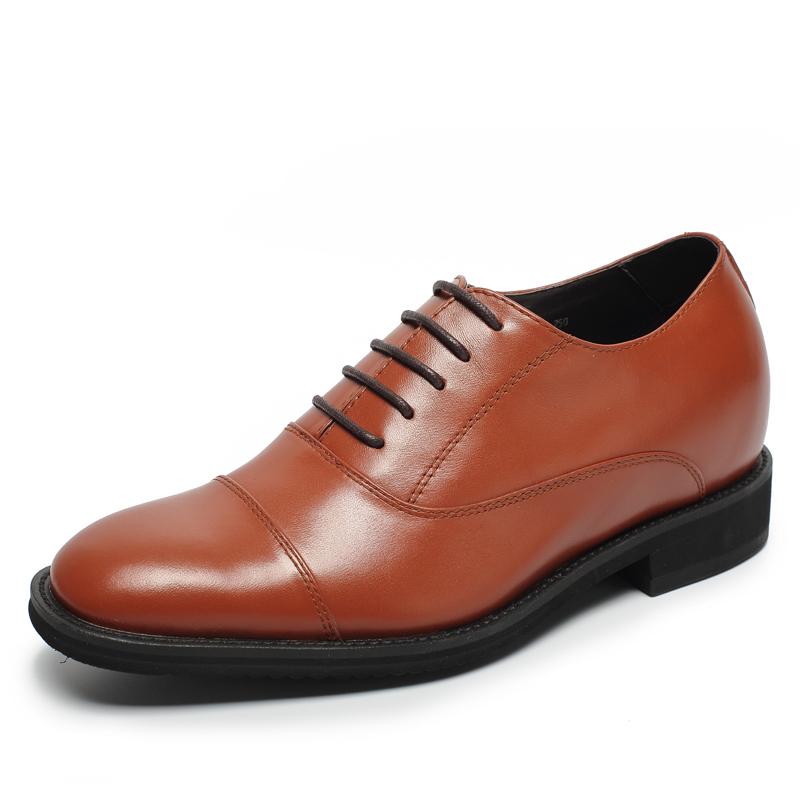 男士内增高鞋 正装鞋 内增高7CM 棕色 商品货号：L61335K151D【乐昂】