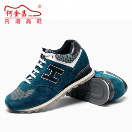 【何金昌】蓝色内增高运动鞋舒适透气增高运动鞋6厘米