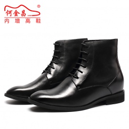 【何金昌】秋季新款真皮靴子男士内增高靴子男士短靴7CM
