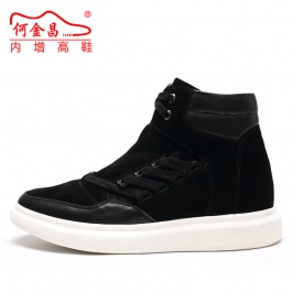 【何金昌】时尚欧版男靴男士内增高靴子隐形增高6CM黑色