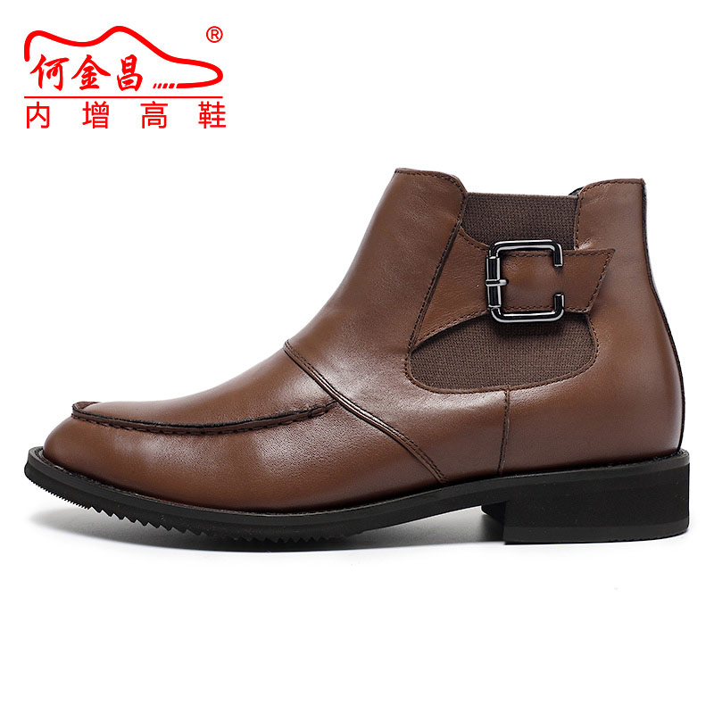 男士内增高鞋 靴子 内增高6CM 黄棕色 商品货号：H62B25K022A【何金昌】