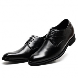 【何金昌】新款隐形增高皮鞋商务正装内增高男鞋增高7CM黑色