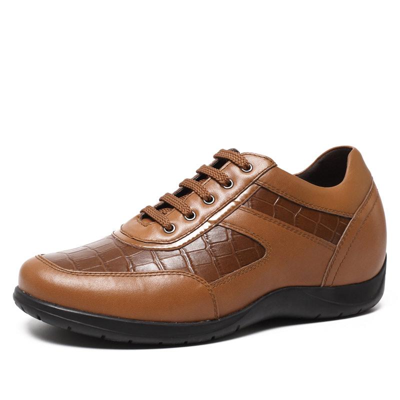 男士内增高鞋 商务休闲 内增高6CM 棕色 商品货号：H71T86V012D【何金昌】
