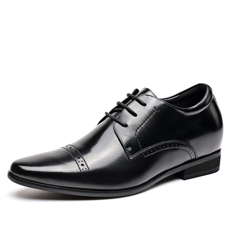 男士内增高鞋 正装鞋 内增高7CM 黑色 商品货号：L71D11V081D【乐昂】