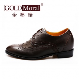 【金墨瑞】男士内增高皮鞋尊贵定制增高7.5CM深棕色