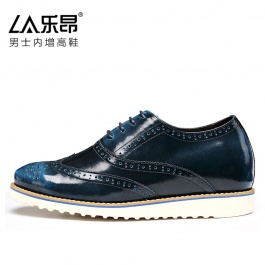 【乐昂】新款擦色牛皮鞋男士休闲商务皮鞋隐形增高6CM