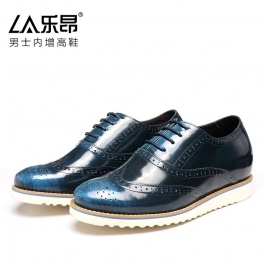 【乐昂】新款擦色牛皮鞋男士休闲商务皮鞋隐形增高6CM