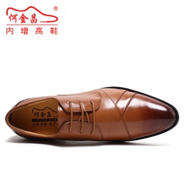 【何金昌】时尚新款隐形增高鞋欧版男士内增高男鞋7厘米棕色