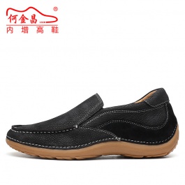 【何金昌】新款舒适增高休闲鞋黑色磨砂皮休闲男鞋6厘米