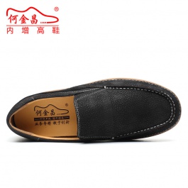 【何金昌】新款舒适增高休闲鞋黑色磨砂皮休闲男鞋6厘米