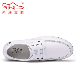 【何金昌】潮流英伦时尚板鞋内增高休闲鞋6厘米白色
